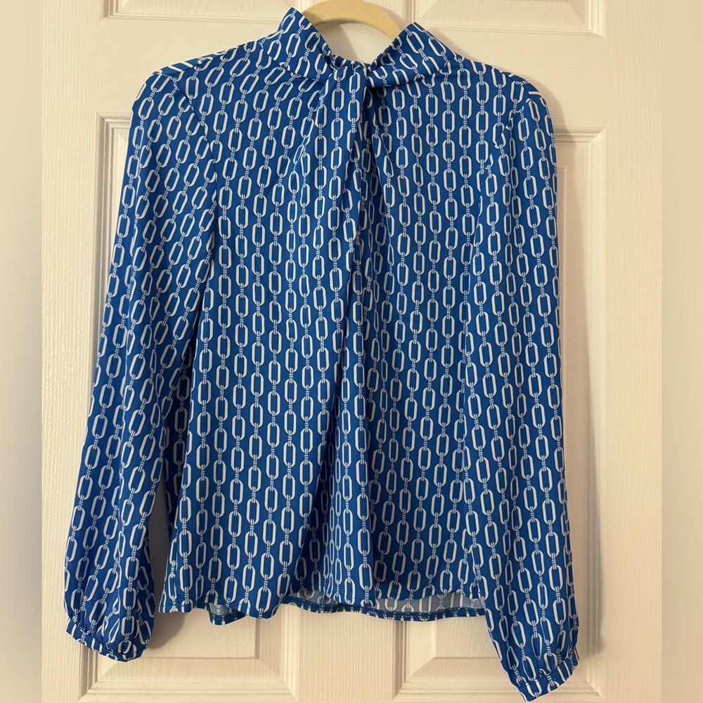 Blue Geometric Print Women's Top